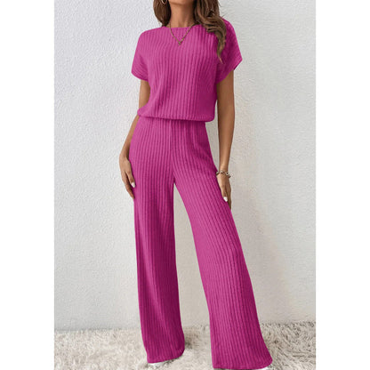 ✨ Ensemble haut en maille côtelée et pantalon large pour femme | Maille Côtelée & Confort Absolu 👗