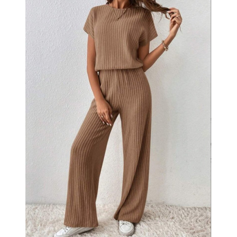 ✨ Ensemble haut en maille côtelée et pantalon large pour femme | Maille Côtelée & Confort Absolu 👗