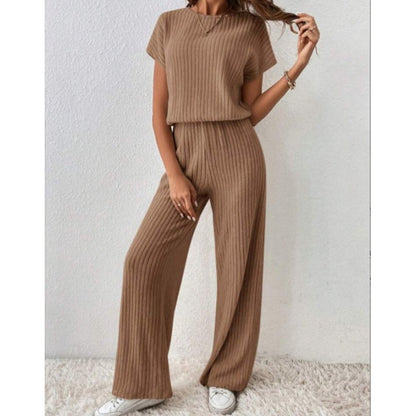 ✨ Ensemble haut en maille côtelée et pantalon large pour femme | Maille Côtelée & Confort Absolu 👗