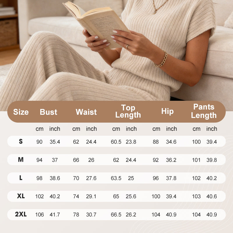 ✨ Ensemble haut en maille côtelée et pantalon large pour femme | Maille Côtelée & Confort Absolu 👗
