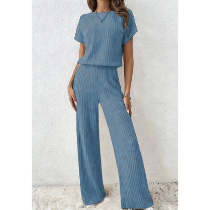 ✨ Ensemble haut en maille côtelée et pantalon large pour femme | Maille Côtelée & Confort Absolu 👗
