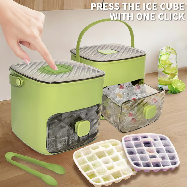 🧊 Promotion :50 % de réduction sur un article + encore plus d'avantages sur deux articles🔥🧊 Machine à Glaçons Portable avec Couvercle et Boîte de Rangement