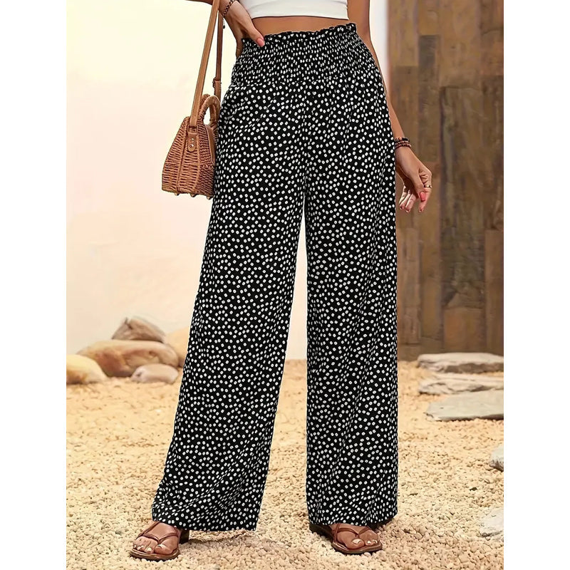 ⏳Spécial à durée limitée: 50 % de réduction ⏰Pantalon large à taille haute et smocks pour femme👖