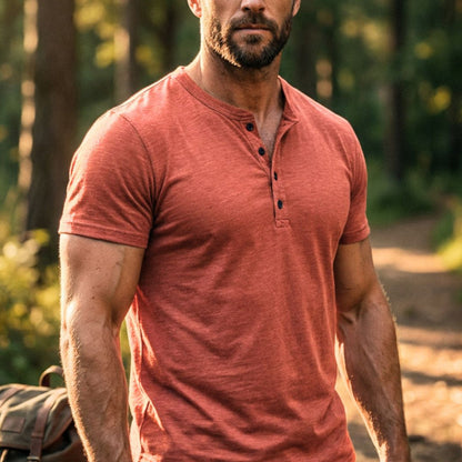 👕 Promotion sur les t-shirts à manches courtes : 56 % de réduction 🔥T-shirt Henley à manches courtes pour homme