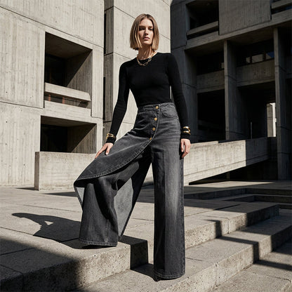 💐52 % de réduction + livraison gratuite 🔥 Pantalon-jupe en jean confortable – Liberté de mouvement comme un short, style d’une jupe 🚶‍♀️💨【Prix Exceptionnel】