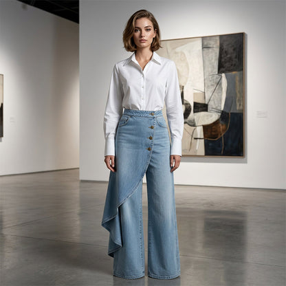 💐52 % de réduction + livraison gratuite 🔥 Pantalon-jupe en jean confortable – Liberté de mouvement comme un short, style d’une jupe 🚶‍♀️💨【Prix Exceptionnel】