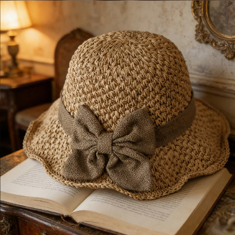 👒✨53 % de réduction🔥Chapeau de soleil élégant en paille tressée avec un nœud