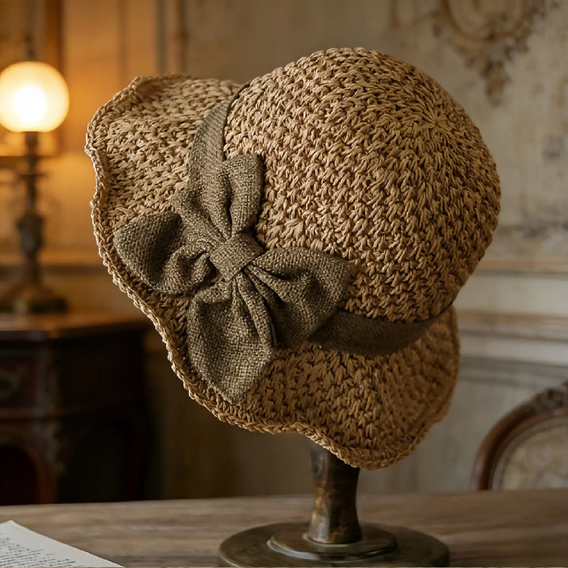 👒✨53 % de réduction🔥Chapeau de soleil élégant en paille tressée avec un nœud