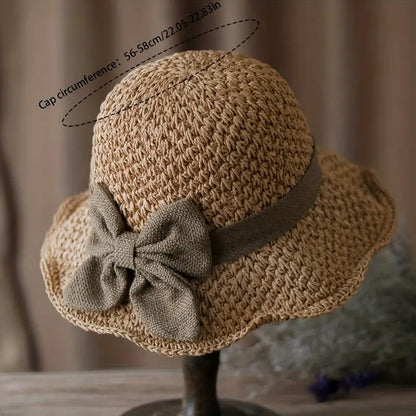 👒✨53 % de réduction🔥Chapeau de soleil élégant en paille tressée avec un nœud