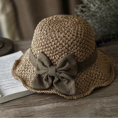 👒✨53 % de réduction🔥Chapeau de soleil élégant en paille tressée avec un nœud