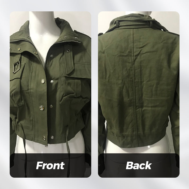 🍂 50 % de réduction + livraison gratuite 🍂Veste à col montant, boutons-pression, cordon de serrage et poches