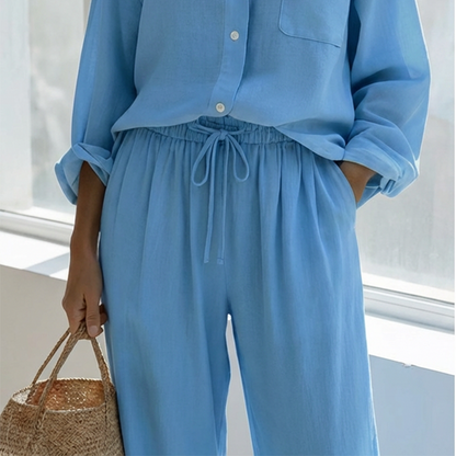 🌸Nouveautés à -54 %💖Ensemble deux pièces chic en imitation lin pour femme
