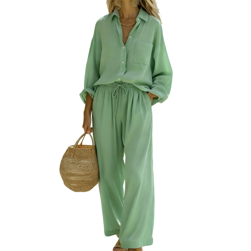 🌸Nouveautés à -54 %💖Ensemble deux pièces chic en imitation lin pour femme