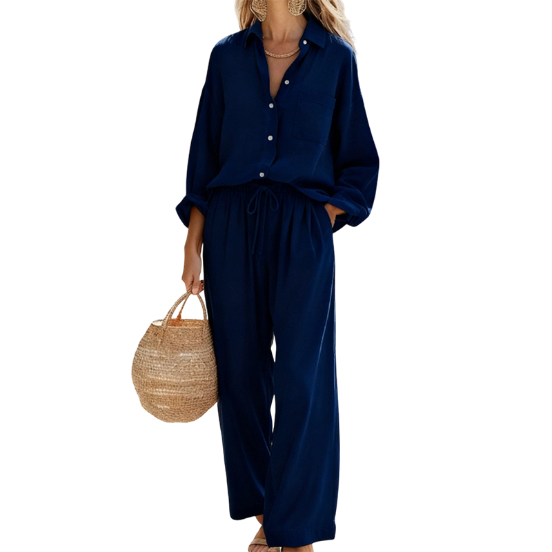🌸Nouveautés à -54 %💖Ensemble deux pièces chic en imitation lin pour femme