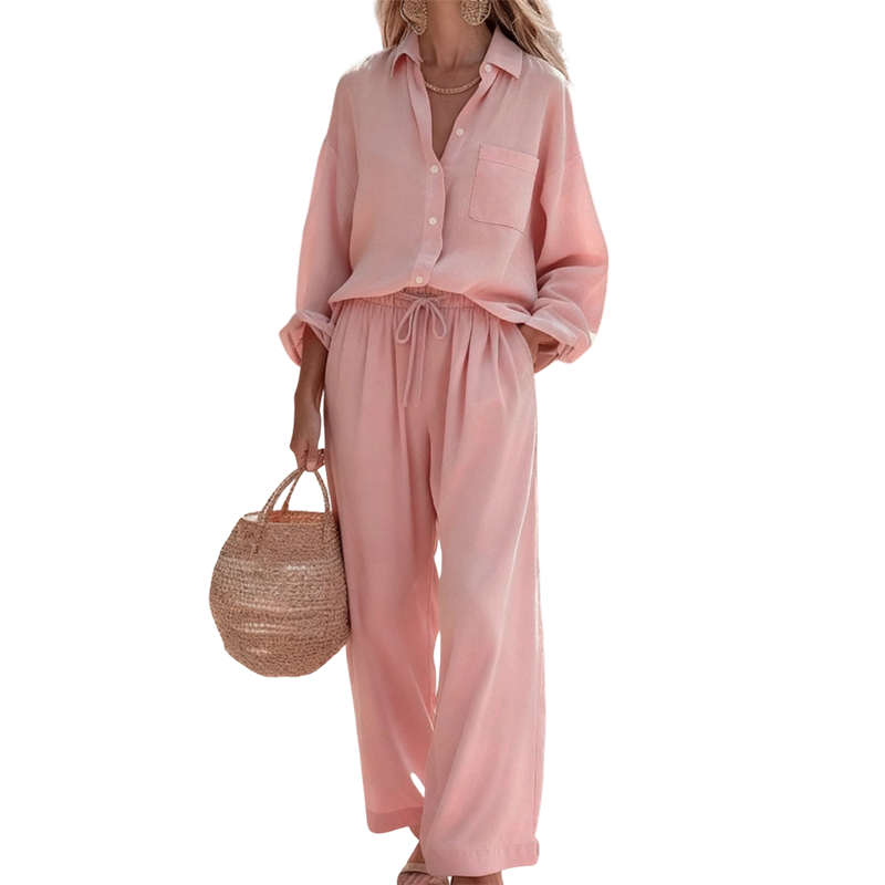 🌸Nouveautés à -54 %💖Ensemble deux pièces chic en imitation lin pour femme