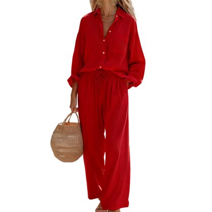 🌸Nouveautés à -54 %💖Ensemble deux pièces chic en imitation lin pour femme