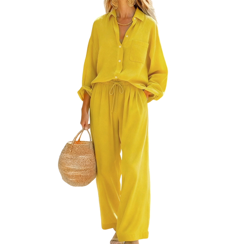 🌸Nouveautés à -54 %💖Ensemble deux pièces chic en imitation lin pour femme