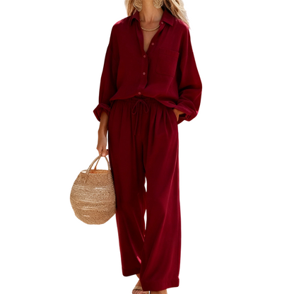 🌸Nouveautés à -54 %💖Ensemble deux pièces chic en imitation lin pour femme