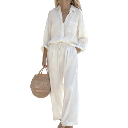 🌸Nouveautés à -54 %💖Ensemble deux pièces chic en imitation lin pour femme