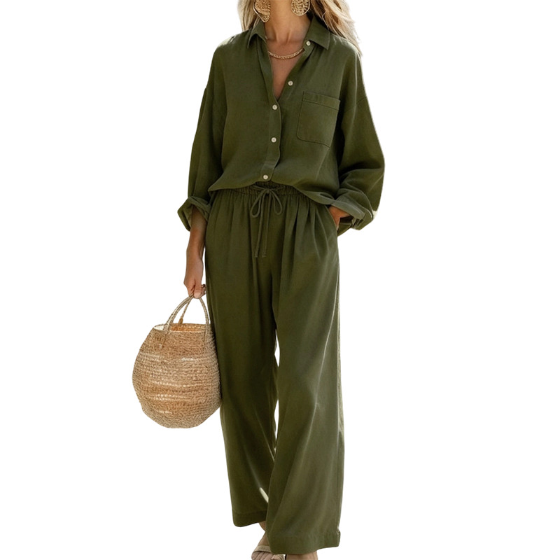 🌸Nouveautés à -54 %💖Ensemble deux pièces chic en imitation lin pour femme