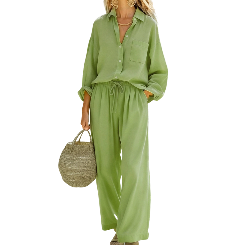 🌸Nouveautés à -54 %💖Ensemble deux pièces chic en imitation lin pour femme