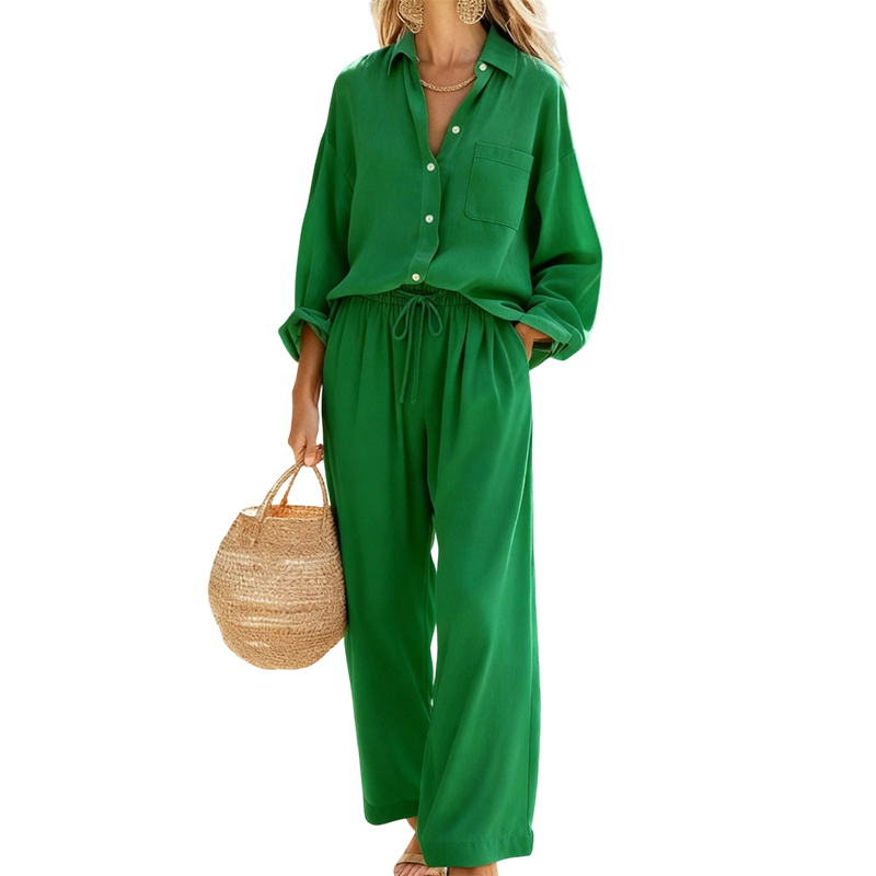 🌸Nouveautés à -54 %💖Ensemble deux pièces chic en imitation lin pour femme