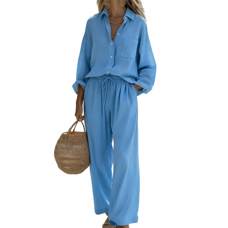 🌸Nouveautés à -54 %💖Ensemble deux pièces chic en imitation lin pour femme