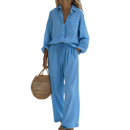 🌸Nouveautés à -54 %💖Ensemble deux pièces chic en imitation lin pour femme