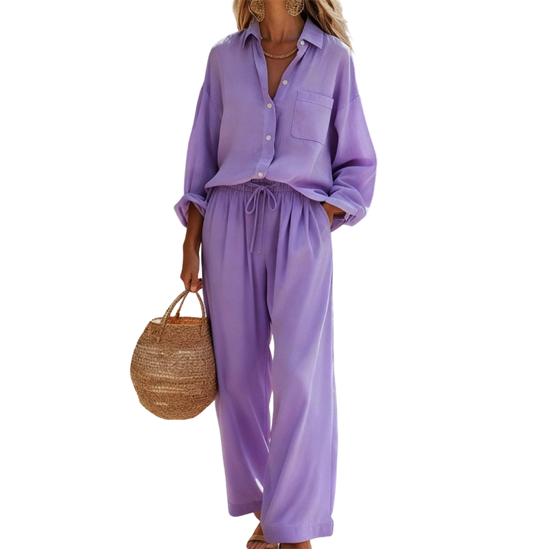 🌸Nouveautés à -54 %💖Ensemble deux pièces chic en imitation lin pour femme