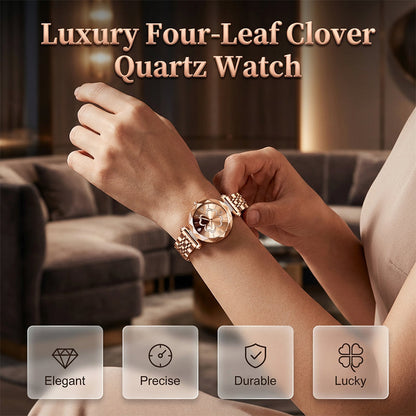 ⌚✨50 % de réduction + livraison gratuite🔥 Montre à quartz élégante pour femme avec motif trèfle à quatre feuilles