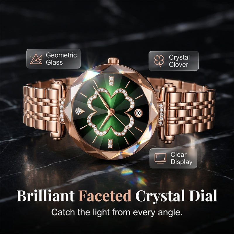 ⌚✨50 % de réduction + livraison gratuite🔥 Montre à quartz élégante pour femme avec motif trèfle à quatre feuilles