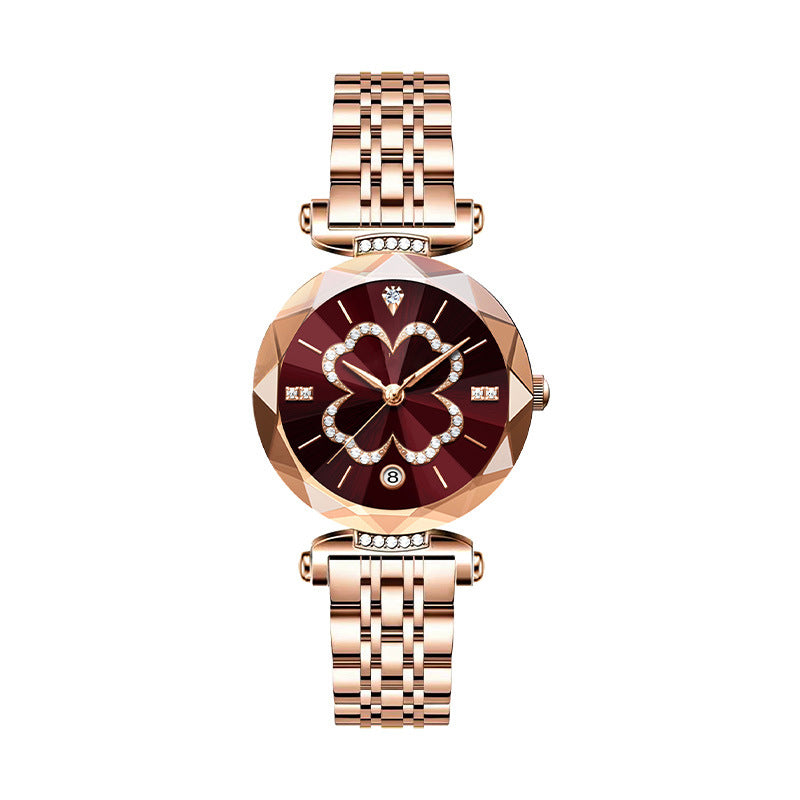 ⌚✨50 % de réduction + livraison gratuite🔥 Montre à quartz élégante pour femme avec motif trèfle à quatre feuilles