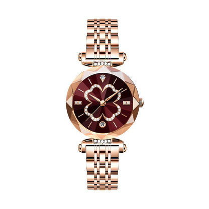 ⌚✨50 % de réduction + livraison gratuite🔥 Montre à quartz élégante pour femme avec motif trèfle à quatre feuilles