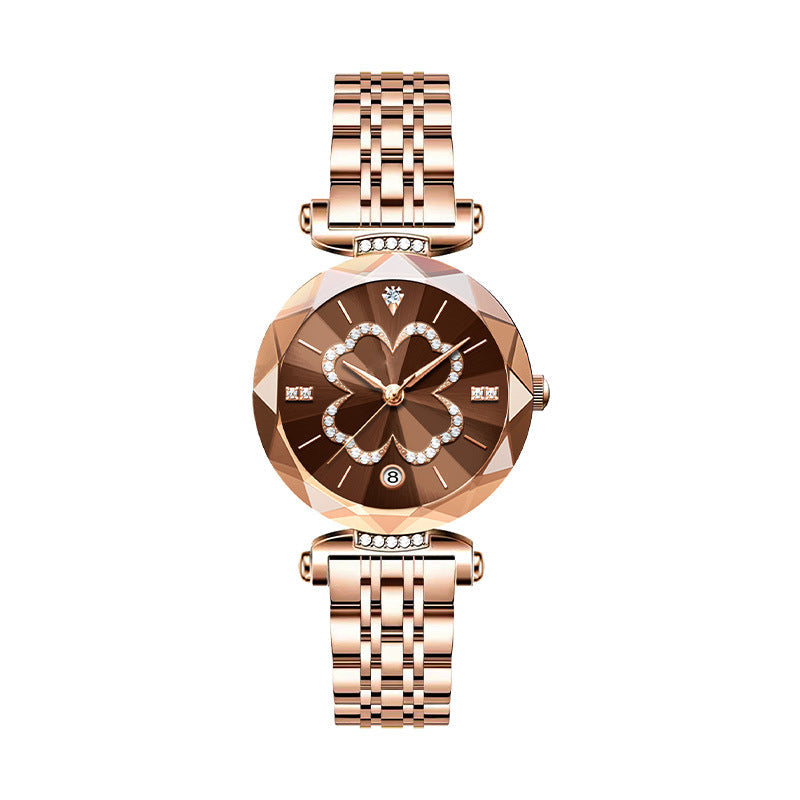 ⌚✨50 % de réduction + livraison gratuite🔥 Montre à quartz élégante pour femme avec motif trèfle à quatre feuilles