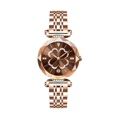 ⌚✨50 % de réduction + livraison gratuite🔥 Montre à quartz élégante pour femme avec motif trèfle à quatre feuilles