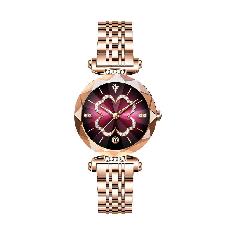 ⌚✨50 % de réduction + livraison gratuite🔥 Montre à quartz élégante pour femme avec motif trèfle à quatre feuilles
