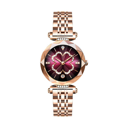 ⌚✨50 % de réduction + livraison gratuite🔥 Montre à quartz élégante pour femme avec motif trèfle à quatre feuilles