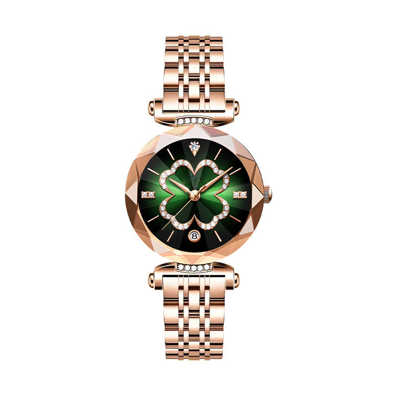 ⌚✨50 % de réduction + livraison gratuite🔥 Montre à quartz élégante pour femme avec motif trèfle à quatre feuilles