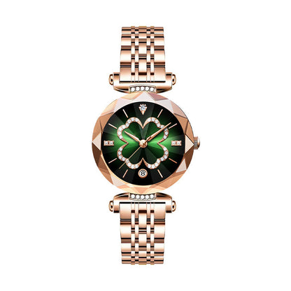 ⌚✨50 % de réduction + livraison gratuite🔥 Montre à quartz élégante pour femme avec motif trèfle à quatre feuilles