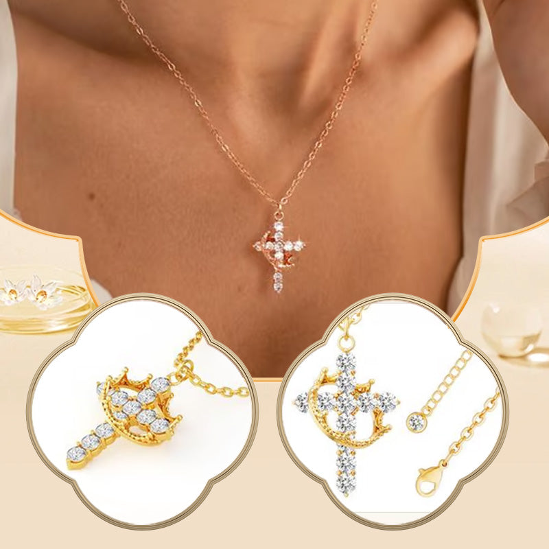 ✨ 53 % de réduction ✨Collier avec Pendentif Croix & Couronne Éternelles
