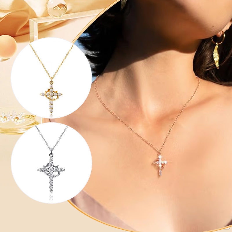 ✨ 53 % de réduction ✨Collier avec Pendentif Croix & Couronne Éternelles