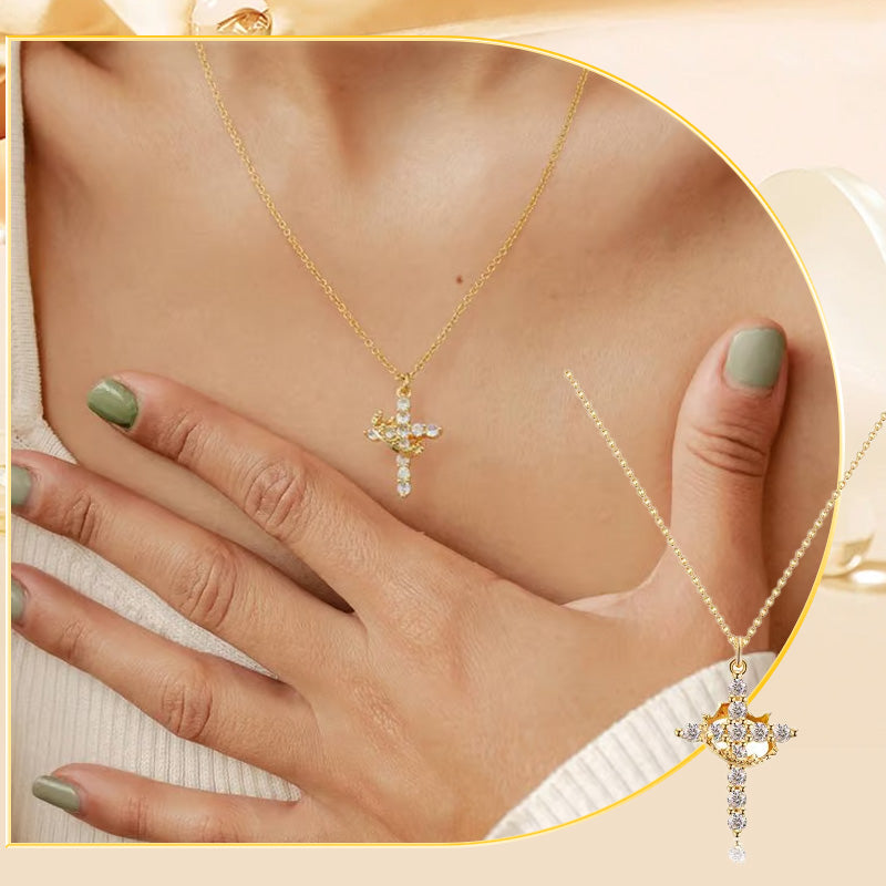 ✨ 53 % de réduction ✨Collier avec Pendentif Croix & Couronne Éternelles