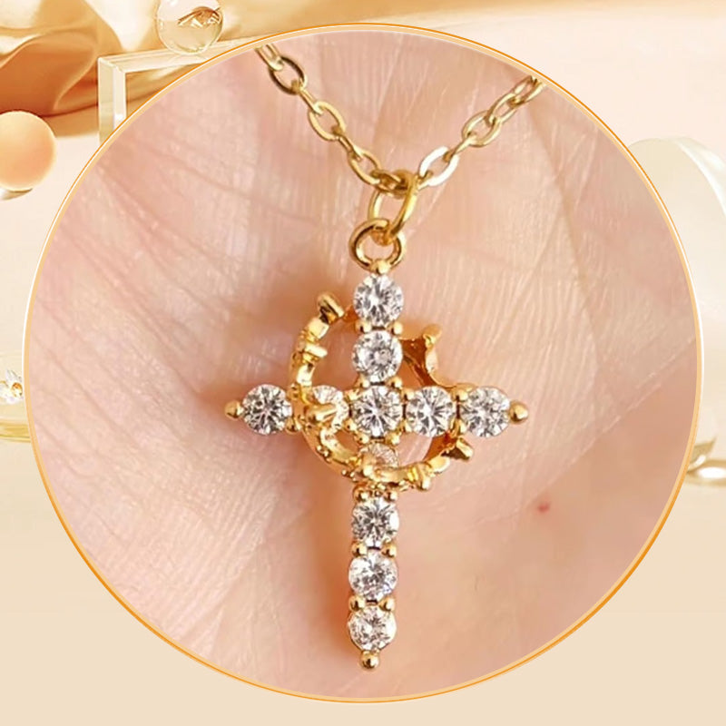 ✨ 53 % de réduction ✨Collier avec Pendentif Croix & Couronne Éternelles