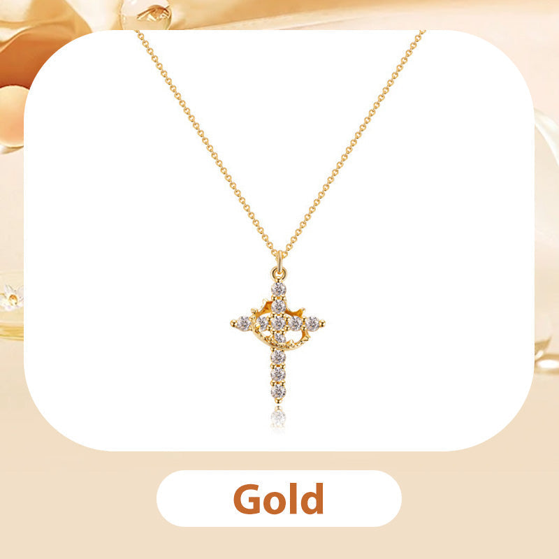 ✨ 53 % de réduction ✨Collier avec Pendentif Croix & Couronne Éternelles