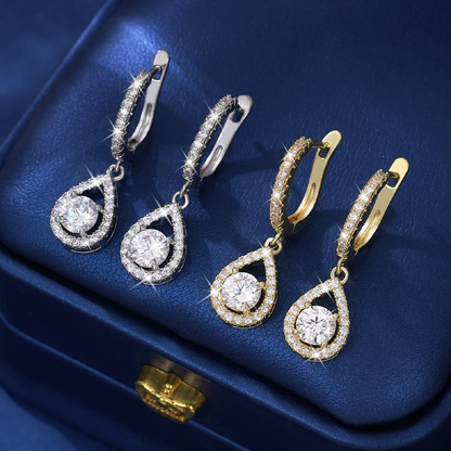💎 50% DE RÉDUCTION! ✨ Boucles d'Oreilles Créoles Goutte – Zircon Éclatant, Sertissage Pavé, Fini Or ou Argent Pour Une Élégance Intemporelle 🎀