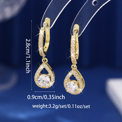 💎 50% DE RÉDUCTION! ✨ Boucles d'Oreilles Créoles Goutte – Zircon Éclatant, Sertissage Pavé, Fini Or ou Argent Pour Une Élégance Intemporelle 🎀