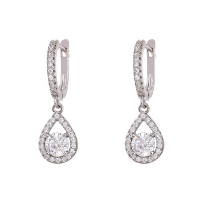 💎 50% DE RÉDUCTION! ✨ Boucles d'Oreilles Créoles Goutte – Zircon Éclatant, Sertissage Pavé, Fini Or ou Argent Pour Une Élégance Intemporelle 🎀