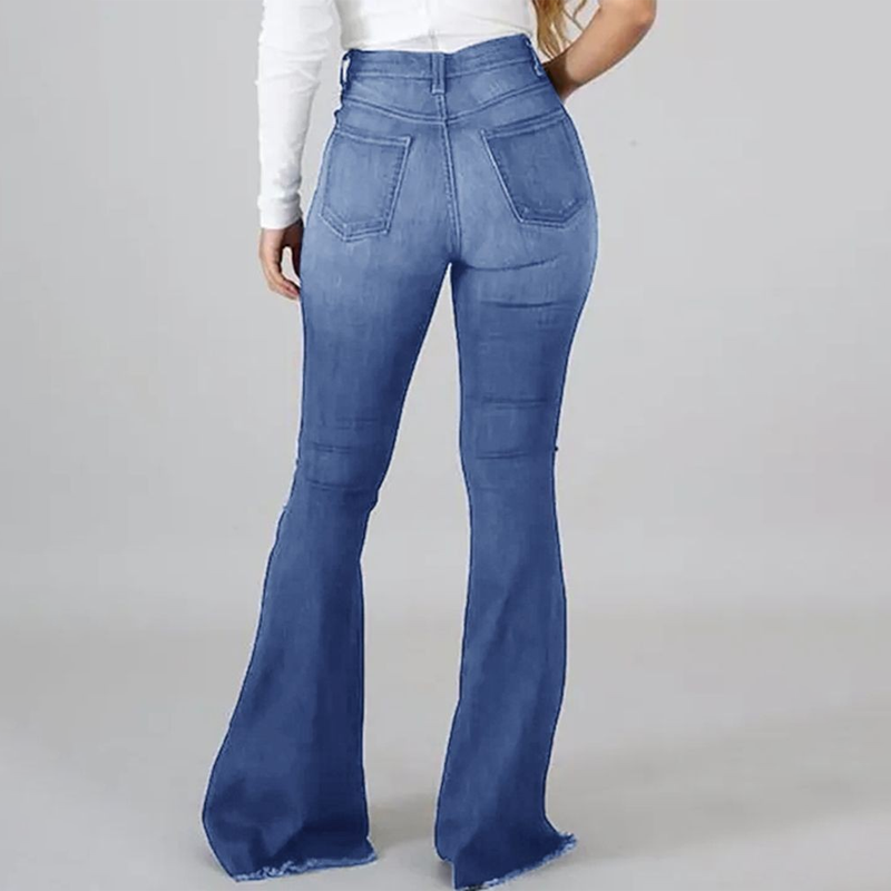 👖✨51 % de réduction + livraison gratuite🔥 Jean évasé déchiré à taille haute pour femme