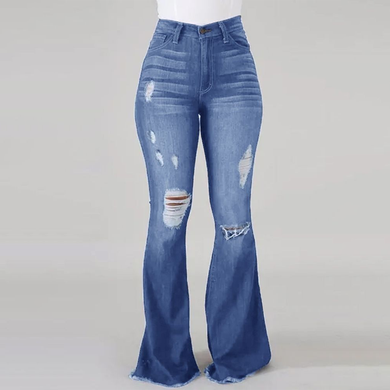 👖✨51 % de réduction + livraison gratuite🔥 Jean évasé déchiré à taille haute pour femme