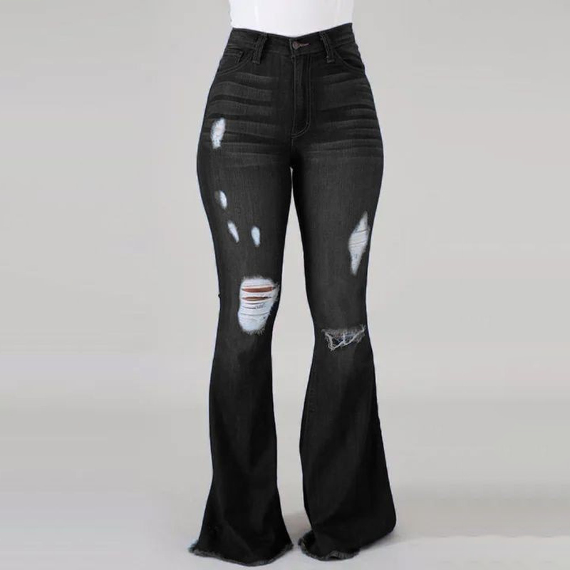 👖✨51 % de réduction + livraison gratuite🔥 Jean évasé déchiré à taille haute pour femme